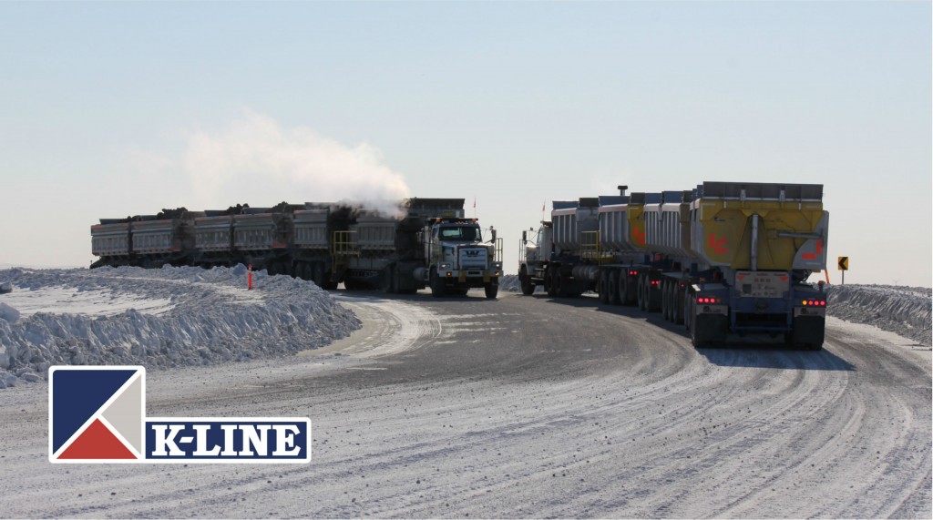 Fleet of K-Line Dual Powered Road Trains are hauling some of the highest long-distance payloads of material in the North American mining industry.
