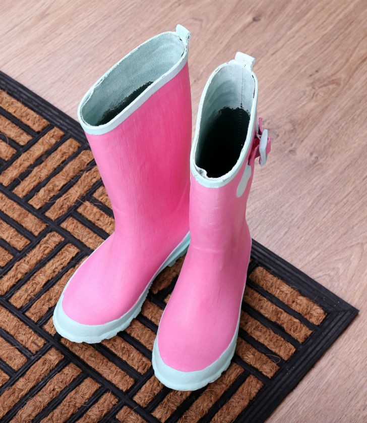 Pink Gum-tec Gumboots are made with recycled chewing gum.