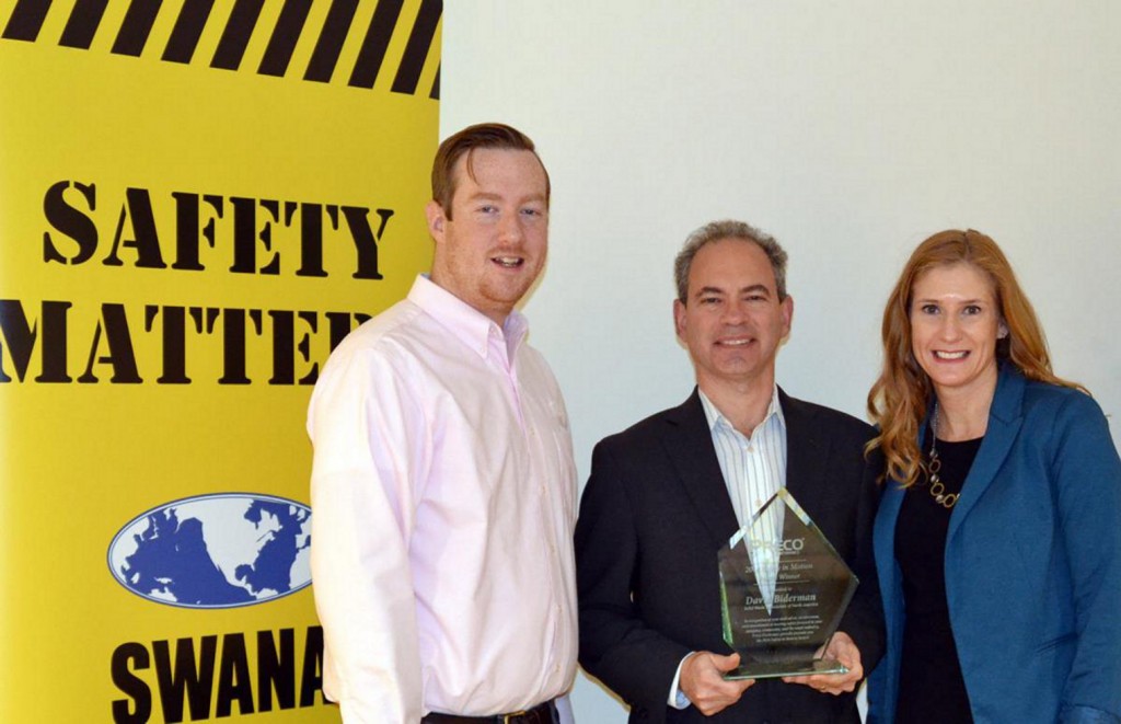 Left to Right: Jesse Maxwell and David Biderman receive the 2016 PRECO Electronics’ Excellence in Safety Award from Tamara Humpherys.