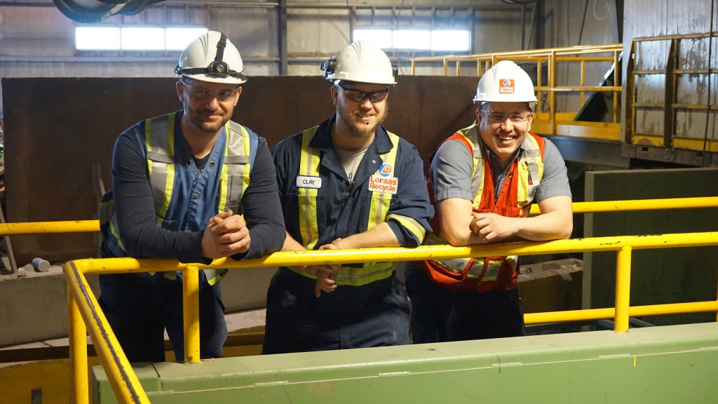 On the job at the Loraas MRF, recycle manager Dale Schmidt, with supervisors Clayton Ludba and Ryan Divall.