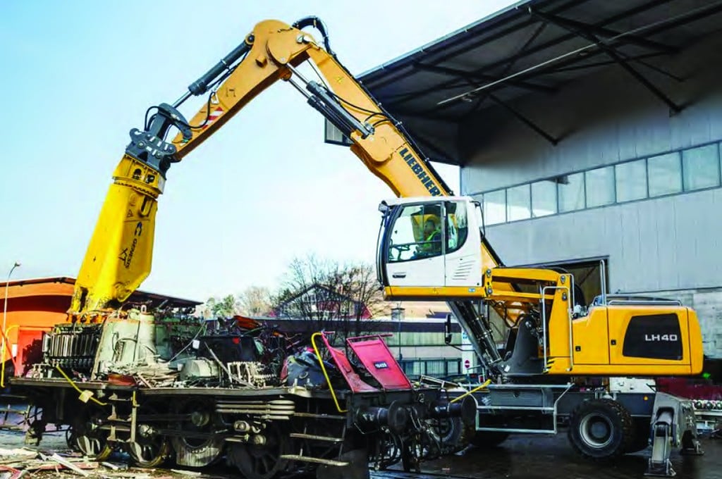 The LH 40, part of Liebherr’s LH series of dedicated material handlers for scrap and solid waste processing.