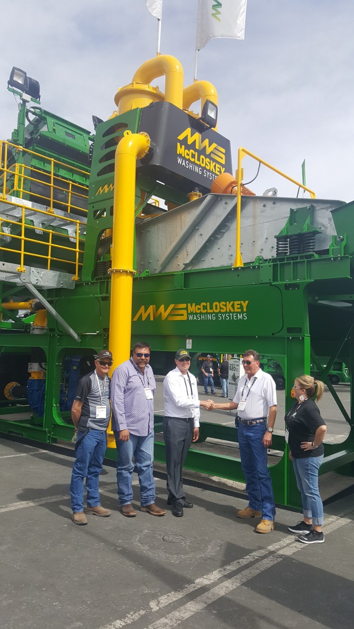 Excel Machinery Ltd & McCloskey Washing Systems. Left to Right: David Timmons, Charles Romero, Craig Rautiola (MWS), Matt Garth & Jenifer Payn.