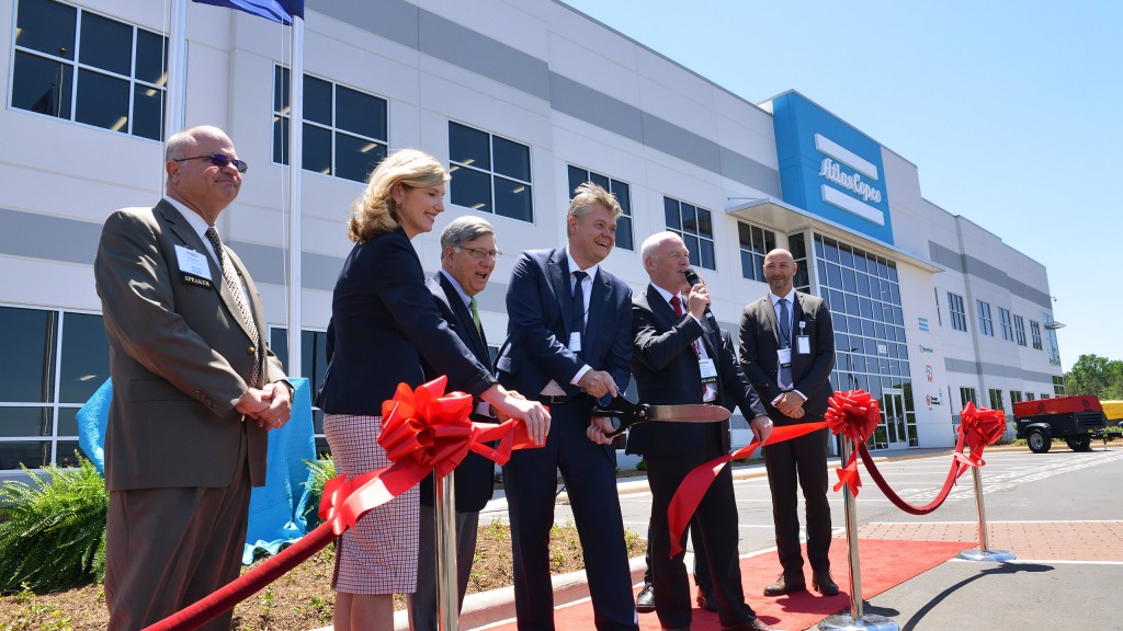 Atlas Copco AB President and CEO Mats Rahmstrom cuts the ribbon at the grand opening of the Atlas Copco production facility in Rock Hill, South Carolina, Wednesday, May 17, 2017. The $25 million, 197,000-square-foot plant at 1059 Paragon Way employs more than 300.

Also pictured are (from left to right): Chad Williams, York County Council; Mandy Brawley, Deputy Director of Global Business for the South Carolina Department of Commerce; Doug Echols, Rock Hill Mayor; Andrew Walker, President of the Atlas Copco Construction Technique Business Area; and Peter Lauwers, President of the Atlas Copco Portable Energy Division.