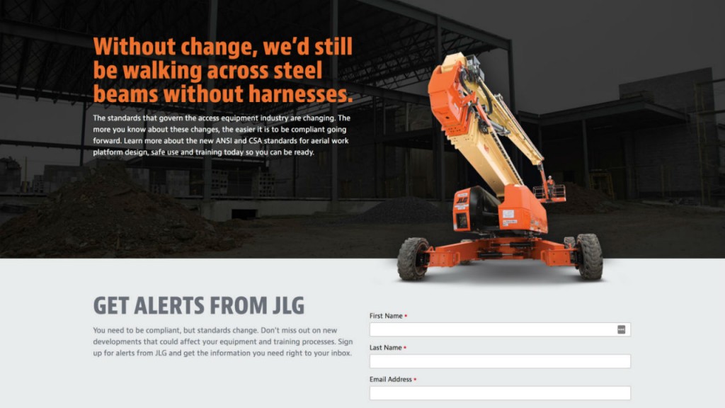 JLG offers site to help customers understand ANSI, CSA updates