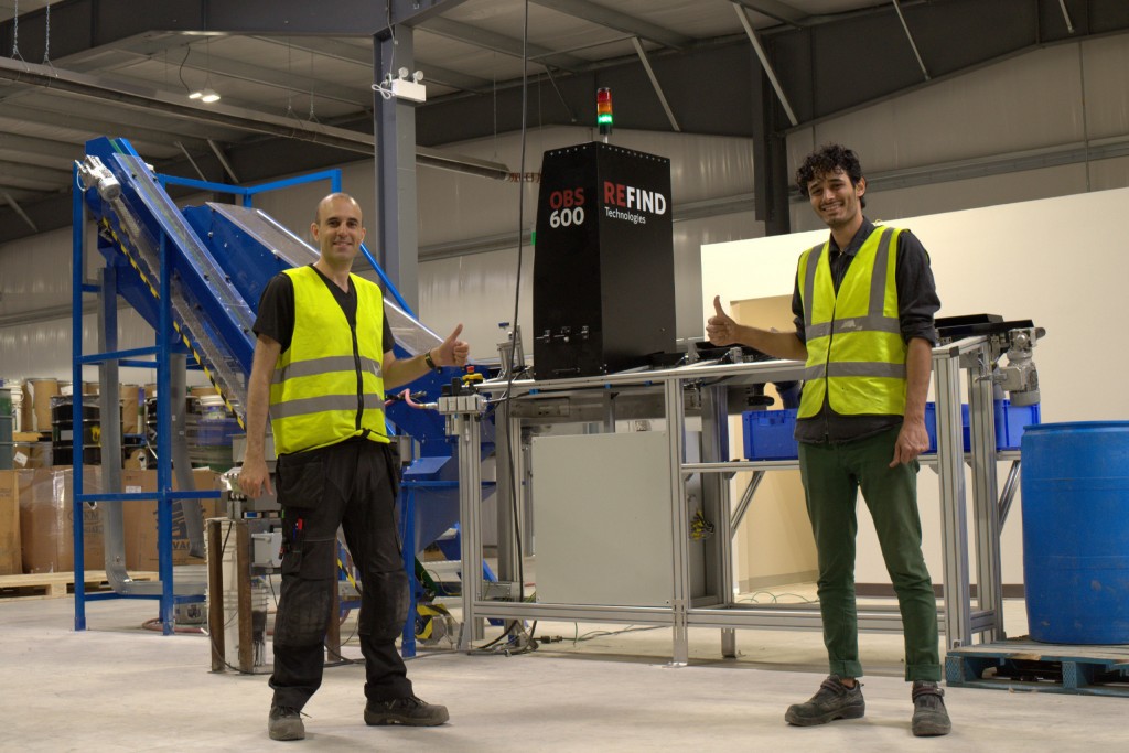 Refind’s Amir Sabbagh Pour and Farshid Jafari Harandi, after the installation of Canada’s first OBS600 optical battery sorting machine at Raw Materials Company, Niagara Falls, Ontario.