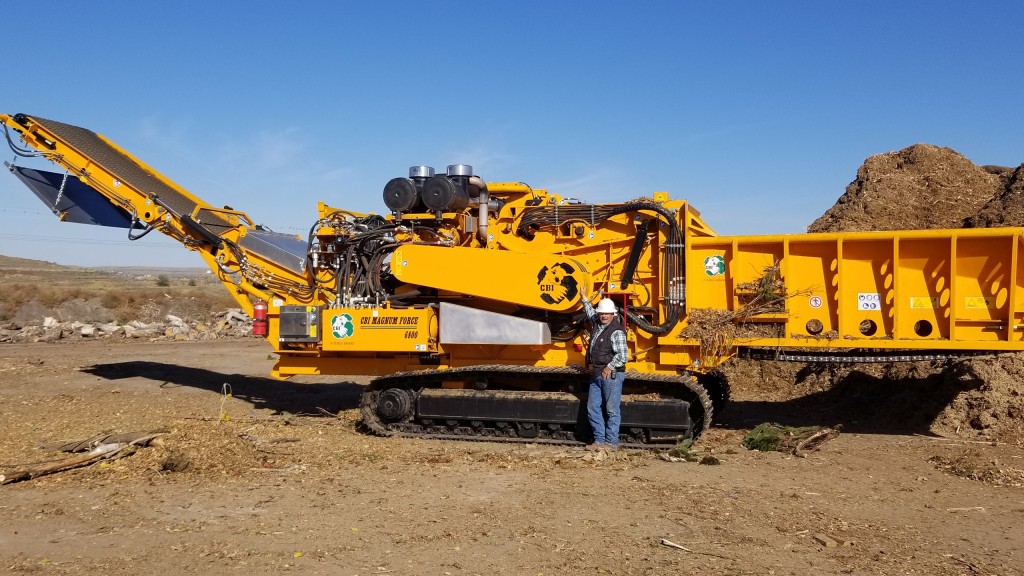 Jeff Barber, yard waste and landfill manager for the Rapid City Solid Waste Division, with their recently acquired 6800BT horizontal grinder.