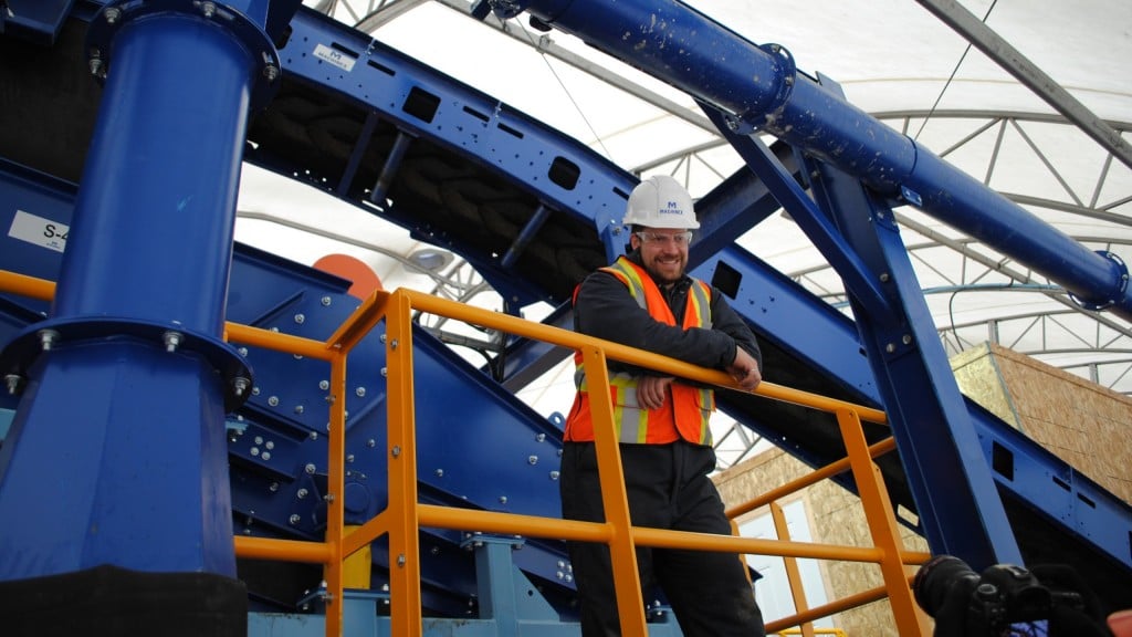 Machinex’s Pierre-André Mongeon at the Quebec City glass recycling facility.