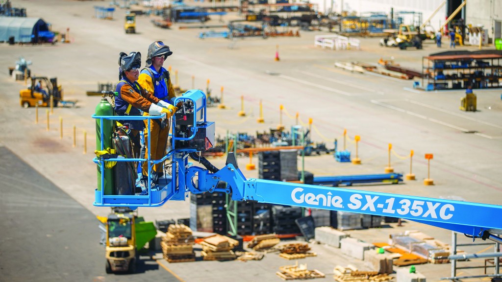 The Genie SX-135 XC , a self-propelled telescopic boom, is an example of a Group B, Type 3 MEWP.