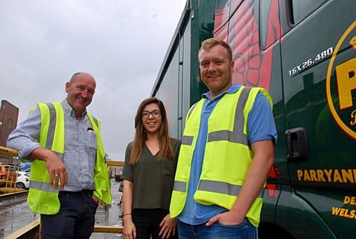  Steve Evans (left), Hayley Brooks, head of human resources, and Lee Evans beside a company lorry. As an independent recycler, Parry and Evans pride themselves in delivering quality and precisely defined bales to paper mills in Europe, Asia and Indonesia.