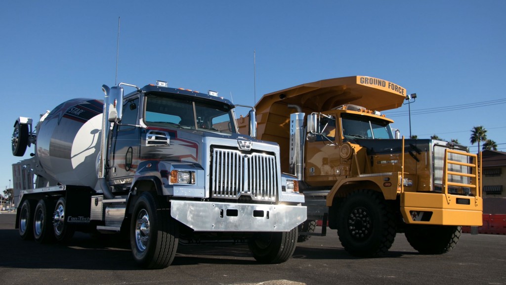The Western Star 4700SF with Con-tech mixer and 6900 XD40 with a Ground Force dump body available to drive at the 2018 Get Tough driver challenge.