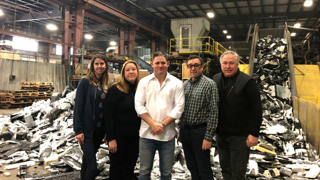 Part of FCM Recycling’s team on the floor of their e-waste processing facility outside of Montreal.