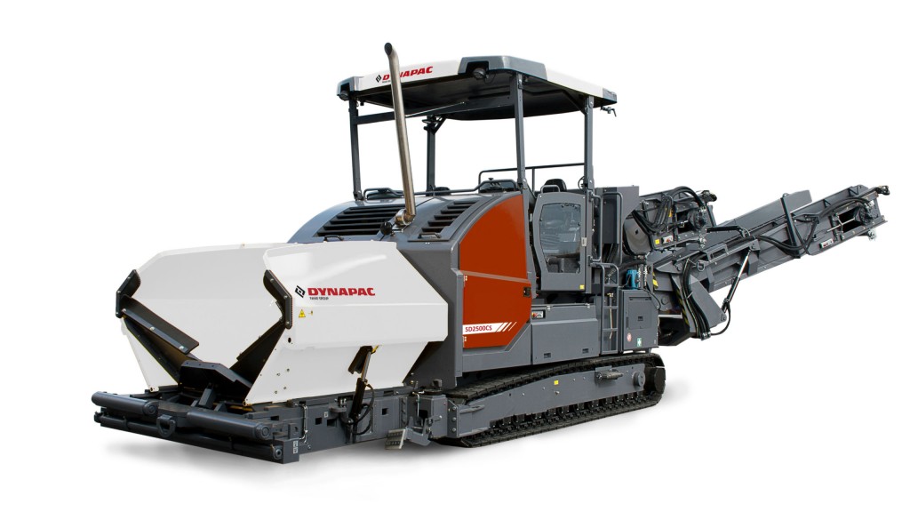 Dynapac's new material transfer vehicle family features two models, the MF2500CS and the MF2500CS with SwingApp