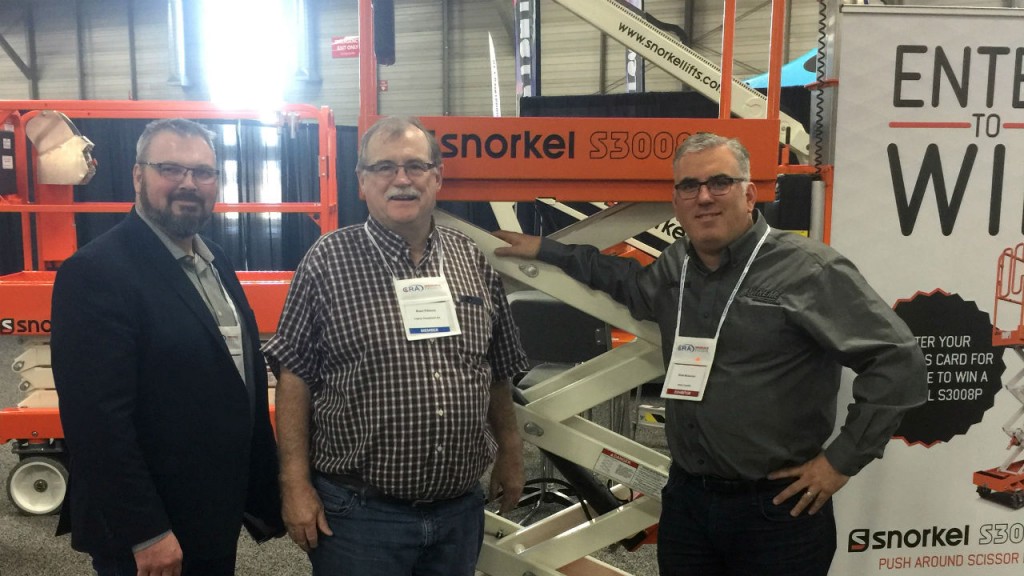 Brent Fillmore of Legacy Equipment (center) with CRA Alberta President, Warren Carriere (left) and Rhett Nickerson of Ahern Canada (right).