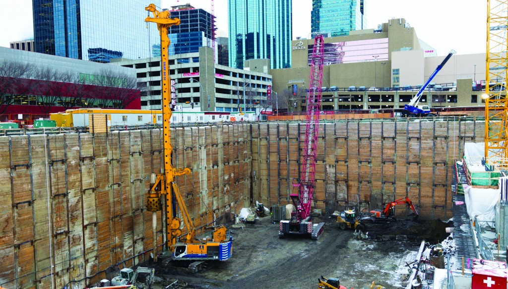 Bauer's biggest rig drills deep foundation in tricky conditions for Western Canada's tallest tower