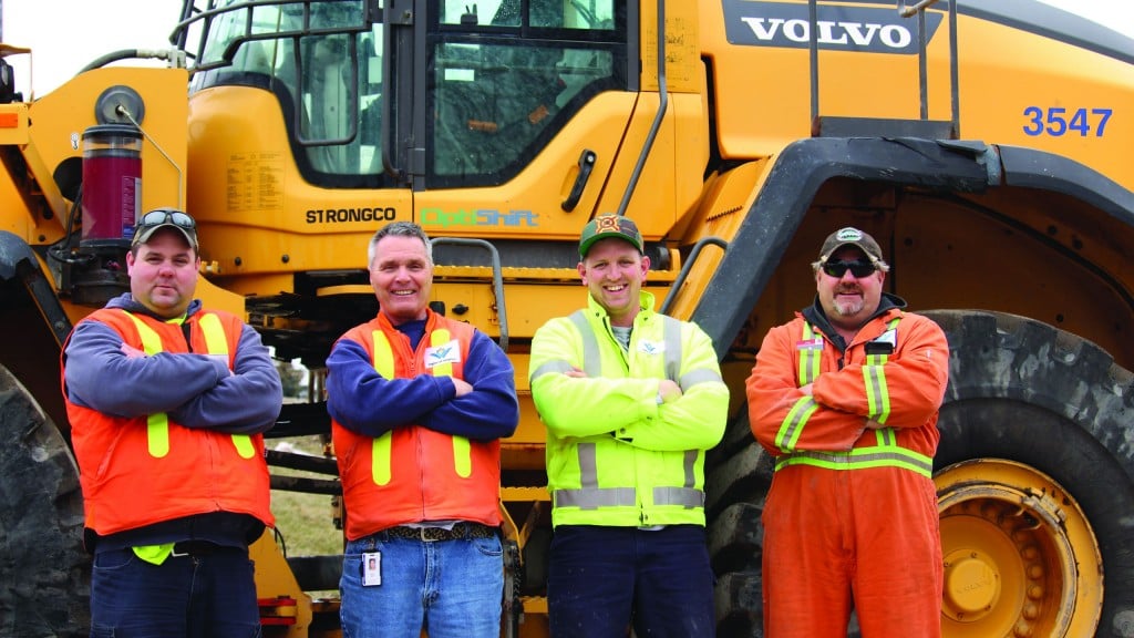 From left to right: Mike Mclean, site Lead Hand; Brian Kurt, Operations Supervisor; Kial Cummings, Heavy Equipment Operator; and Kevin Nowak, Fleet equipment maintenance mechanic support. 