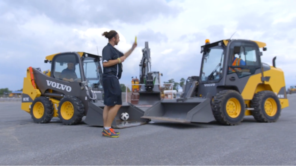 Watch this: Volvo team USA and team Sweden go bucket-to-bucket in soccer match