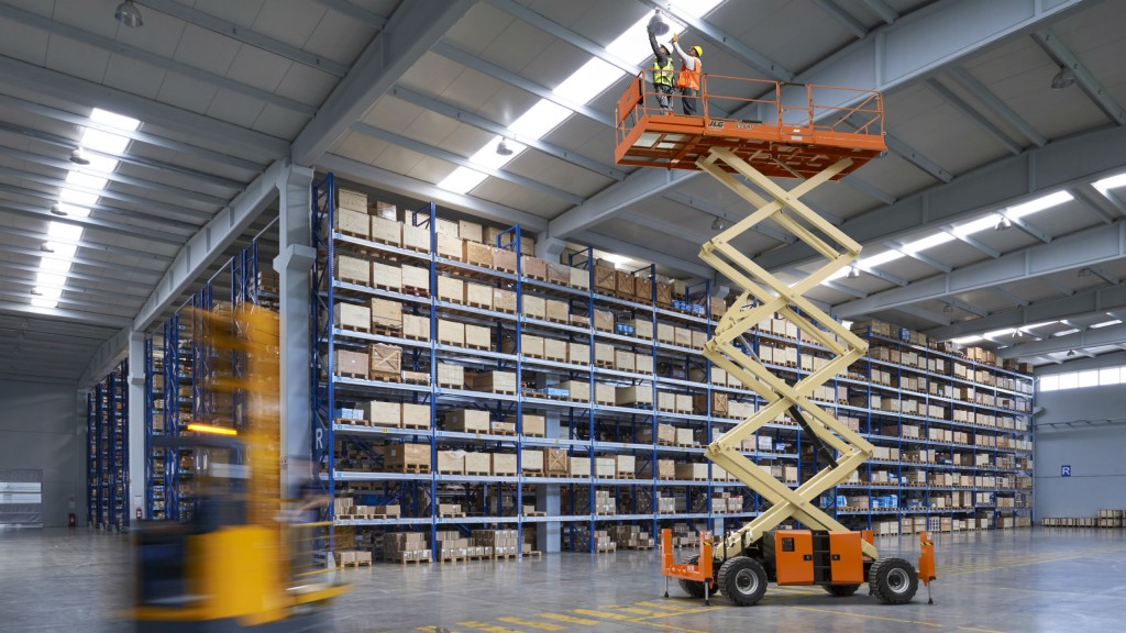 The updated JLG LRT series of scissor lifts can support larger loads with good gradeability and maneuverability on rough terrain.
