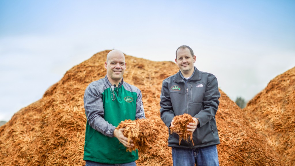 Cliff Walkington and Lee Hammond Jr. on site at Hammond Farms with their finished mulch.