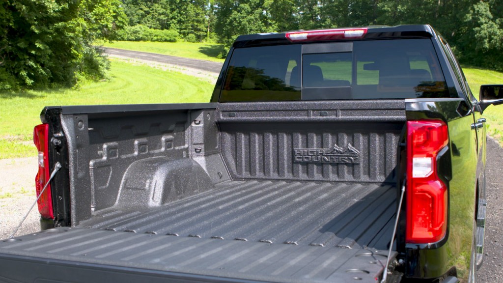The Chevrolet Silverado's Durabed is larger and boasts 12 fixed tie-downs.