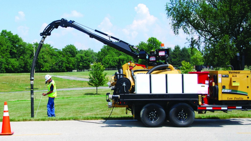 Vac-Tron's new hydraulic boom design provides easier operation on the company's trailer units.