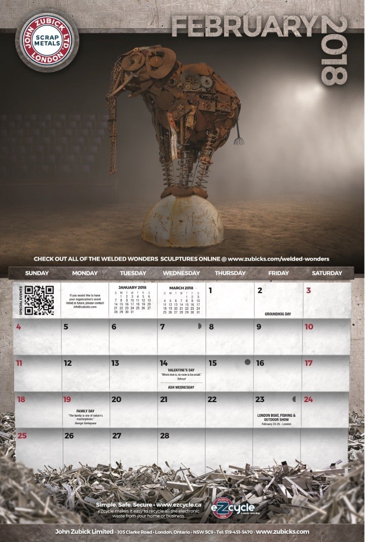 Marketing firm repeats honours in competition for calendar showing scrapyard art