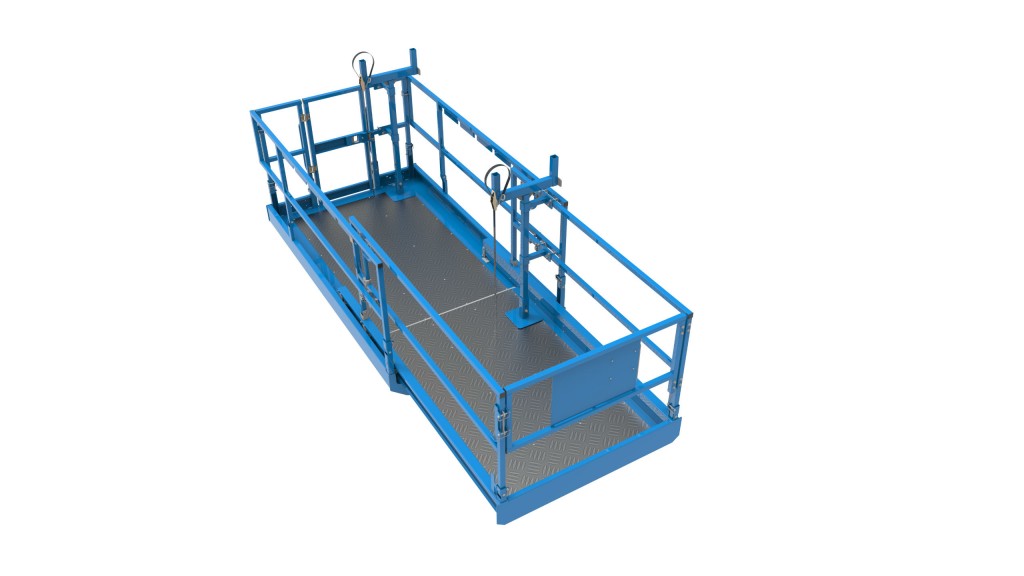 Genie Lift Tools Material Carrier attachment for scissor lifts accommodates a wide range of materials