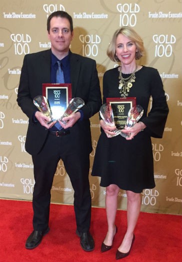 AEM’s Steve Suhm and Sara Truesdale Mooney accepted multiple awards for CONEXPO-CON/AGG and ICUEE-The Demo Expo at the recent Gold 100 recognition ceremony.