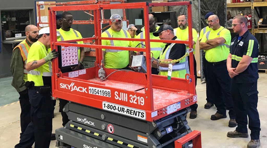 "We have a lot of Skyjacks in our fleet so it's extremely beneficial to have their team come out and donate their time to provide that first-hand technical service training," says Stephen Howe, service and maintenance training manager at United Rentals.