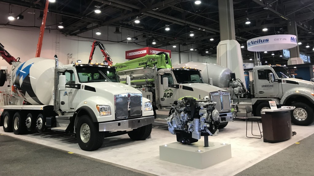 The Kenworth T880S with its set-forward front axle is the go-to configuration for mixer customers whose trucks need to meet the federal bridge formula.