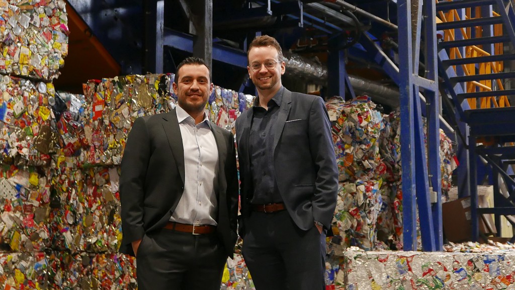 Stephen Miranda of Canada Fibers and Jonathan Ménard of Machinex at the Peel Integrated Waste Management Facility where the two companies are collaborating on a major retrofit in 2019.