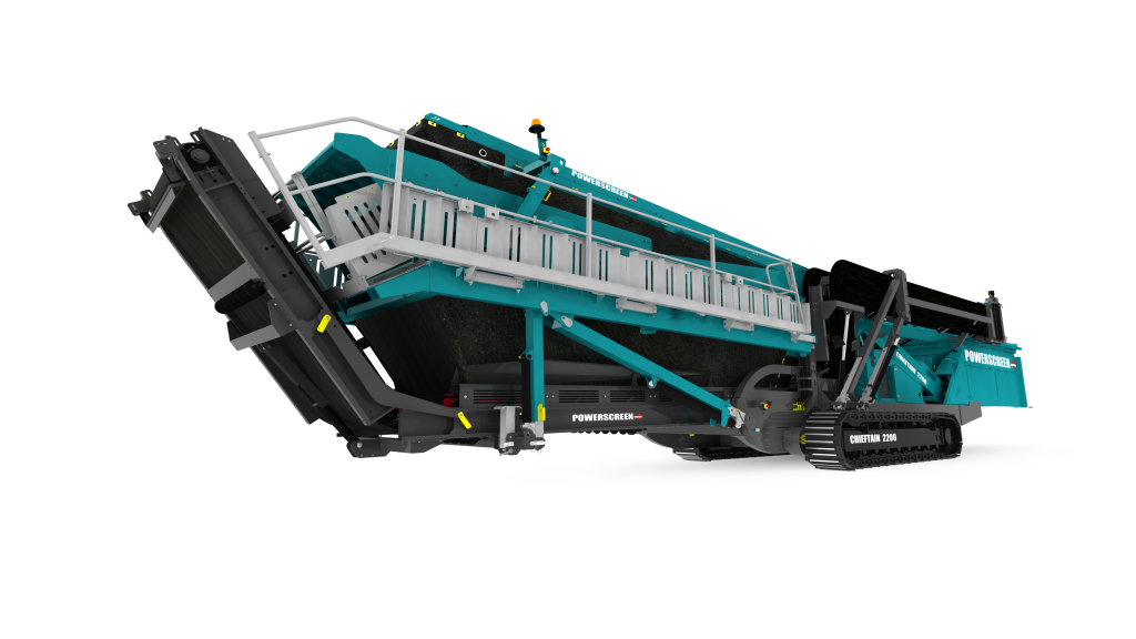 The Chieftain 2200 screen is the first Powerscreen machine with a double deck screenbox.