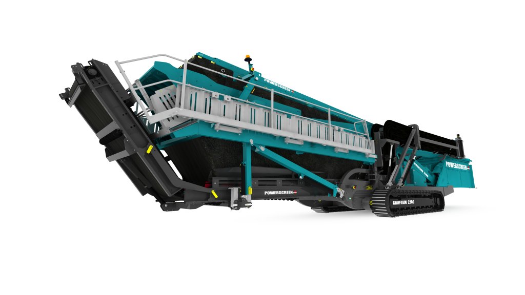 The Chieftain 2200 screen is the first Powerscreen machine with a double deck screenbox.