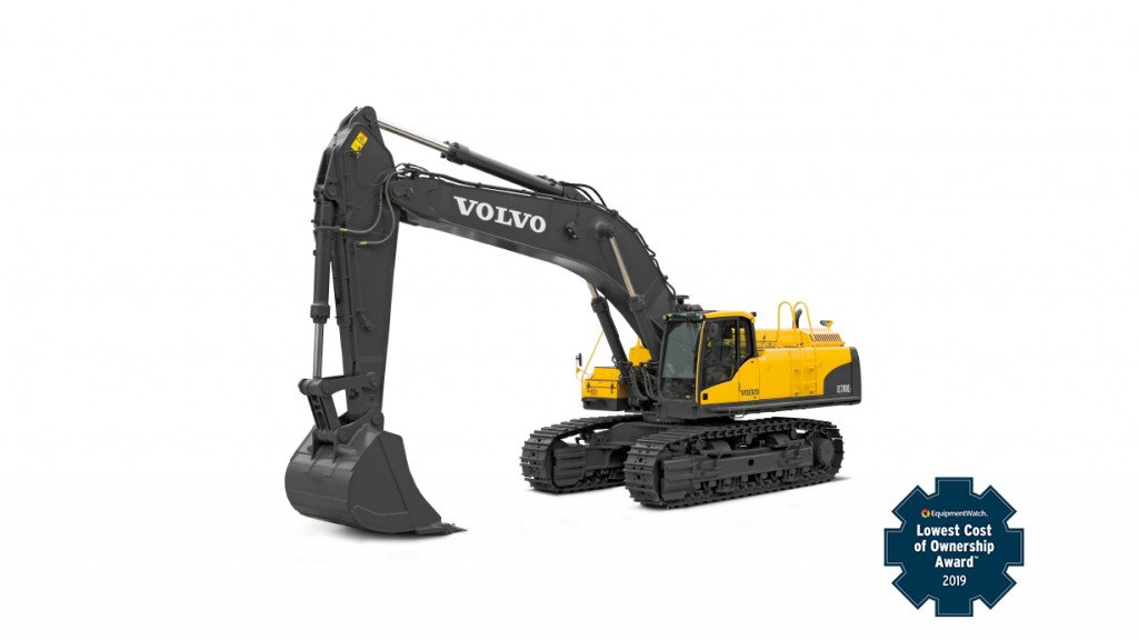 The EC700​ series crawler excavator and the L180​ wheel loader both received a Lowest Cost of Ownership award while the L20​ wheel loader was given a Highest Retained Value award.