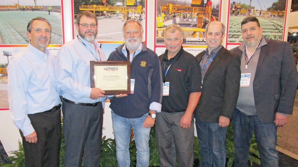 From left: Bob Leonard, GOMACO United States and Canada Sales Manager; Travis Brockman, GOMACO Canada District Manager; Enzo Masciotra, Montreal Tractor Inc.; Brian Keveryga, HMA Equipment Co. of Canada; and Max Petrin, and Mario Roy, Montreal Tractor Inc.