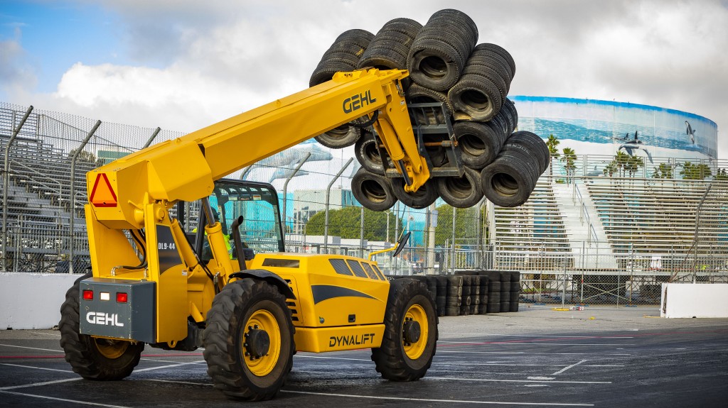 The Acura Grand Prix race course construction crews will use Gehl construction equipment to help move and position more than 2,400 concrete blocks weighing over 21 million pounds that are required to build the 1.97-mile street circuit.