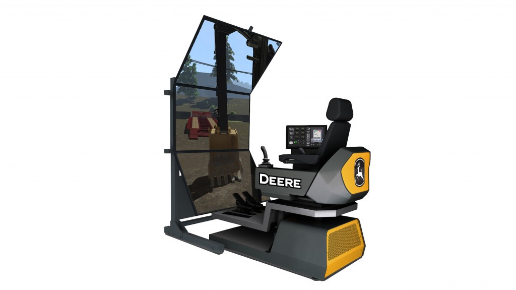 Based on actual John Deere equipment, the updated simulators feature swappable controls that allow for quick interchange of joysticks and foot pedals to multiple machine types.