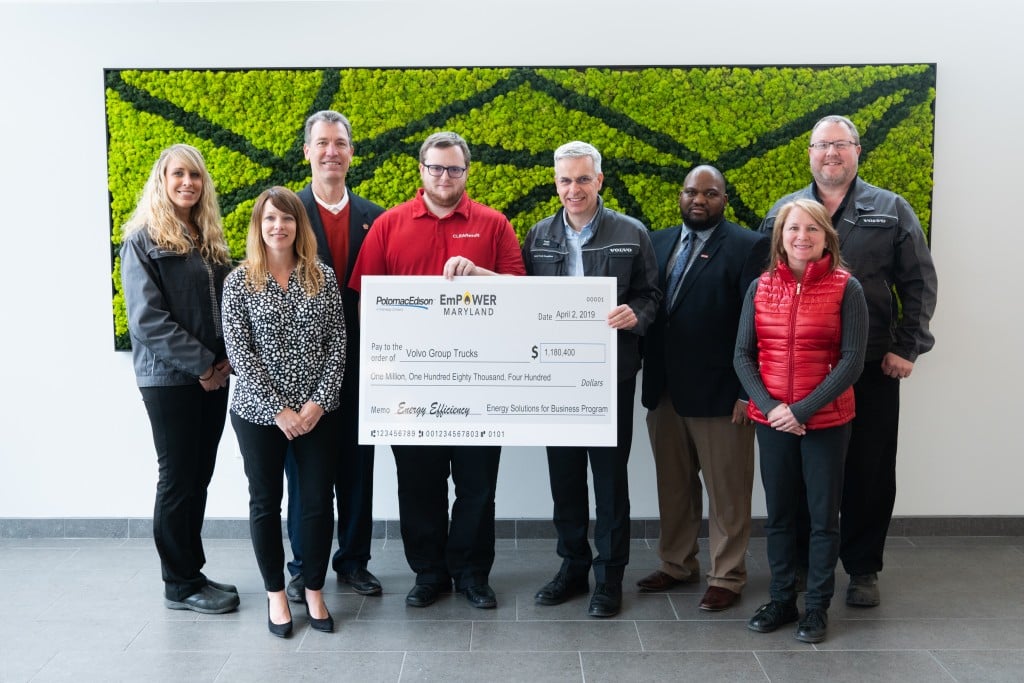 The Volvo Group’s Hagerstown powertrain manufacturing facility received $1,180,400 in rebate incentives from Potomac Edison for a number of energy efficiency upgrades made at the site since 2016.