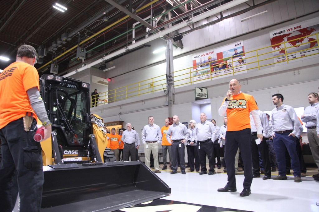 Global CASE and CNH Industrial leaders Carl Gustaf Göransson (president of construction, CNH Industrial), Larry Bryce (chief operating officer of construction equipment, CNH Industrial) and Marchand were on-hand to mark the milestone.