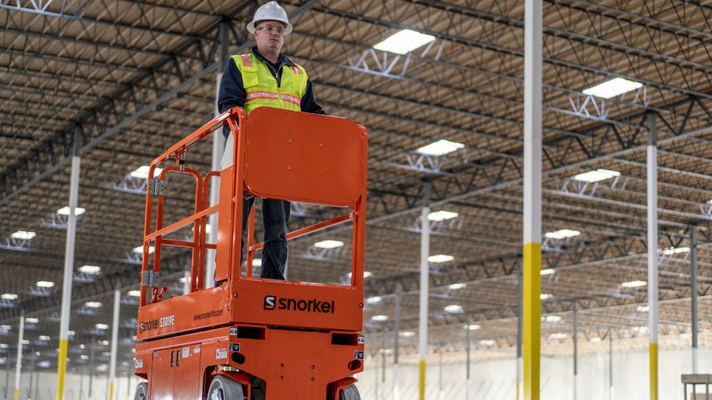 The new Snorkel 3019E electric slab scissor lift.