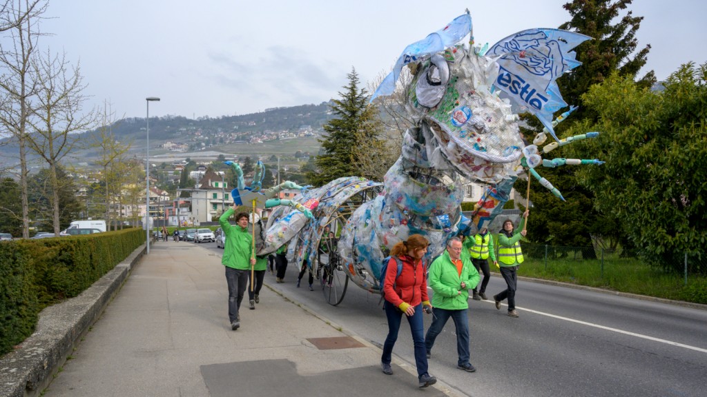 Greenpeace activists around the world ship plastic monsters back to Nestlé