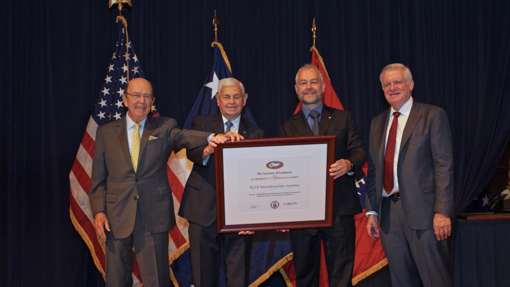 Left to right: Secretary of Commerce Wilbur Ross, R&M International CEO Denys Rawson and Partner Stephen Rawson, and Gilbert Kaplan, Under Secretary of Commerce for International Trade.