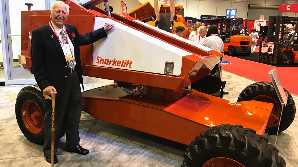 Art Moore and a Snorkel Lift machine. Art Moore and a Snorkel Lift machine.