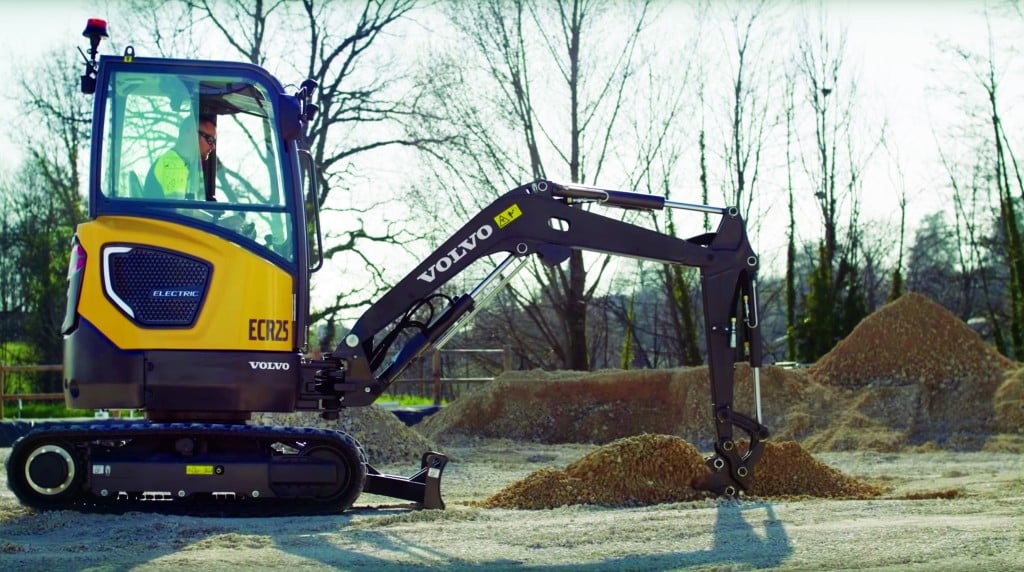 The Volvo ECR25 all-electric excavator.