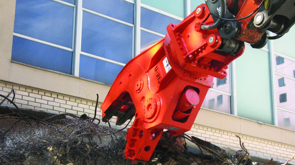 NPK demolition tool crushes reinforced concrete with ease