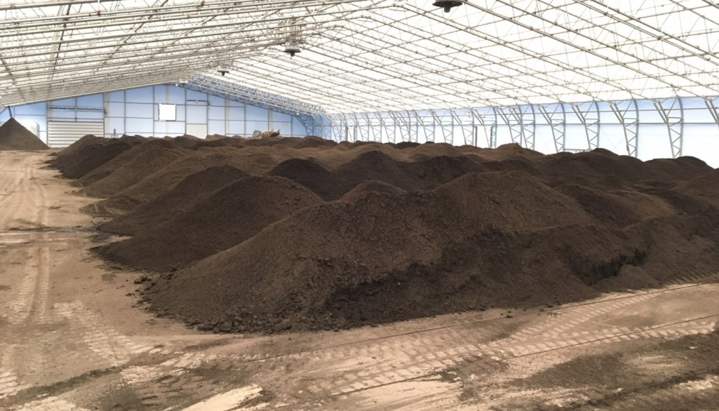 Indoor compost curing in Calgary. Photo courtesy of the City of Calgary.