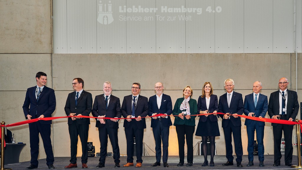 Official opening of new Liebherr sales and service centre in Hamburg Port with members of the family.