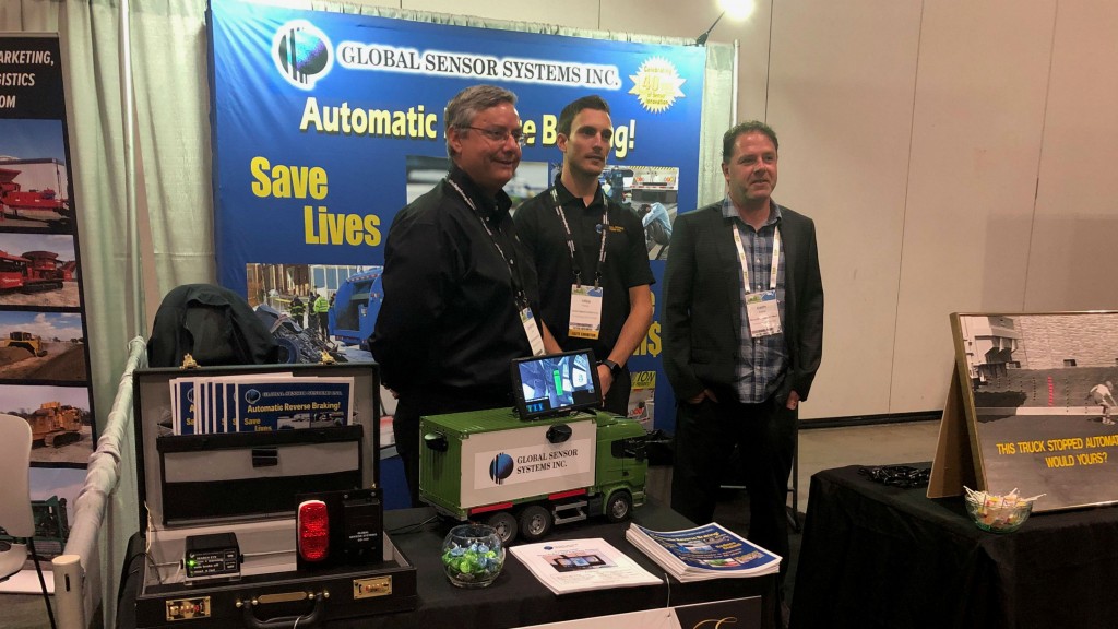 On the Waste & Recycling Expo 2019 show floor:  Jonathan Gee, manager of sales & marketing, Global Sensors Systems, with team member and RPN editor Keith Barker