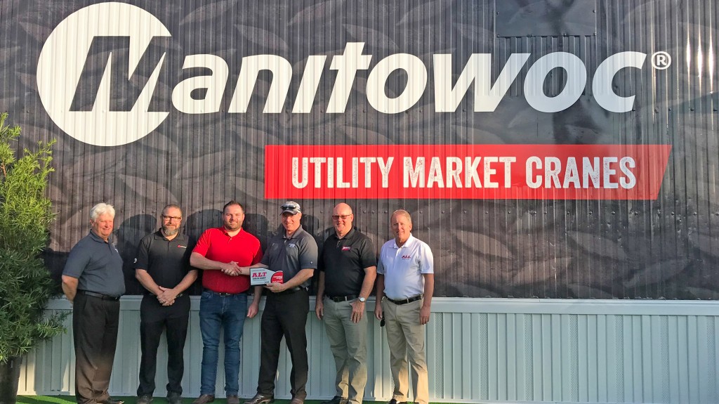 From left to right: Tim Moffitt (regional business manager, Manitowoc), Chris Kornelly (manager regional sales, Manitowoc Crane Care), Josh Bacci (general manager, ALT Sales), Mike Heinrich (VP sales, National Crane), Joe Ruddell (sales manager, Dawes), Stan Kaussube (sales representative, Dawes).