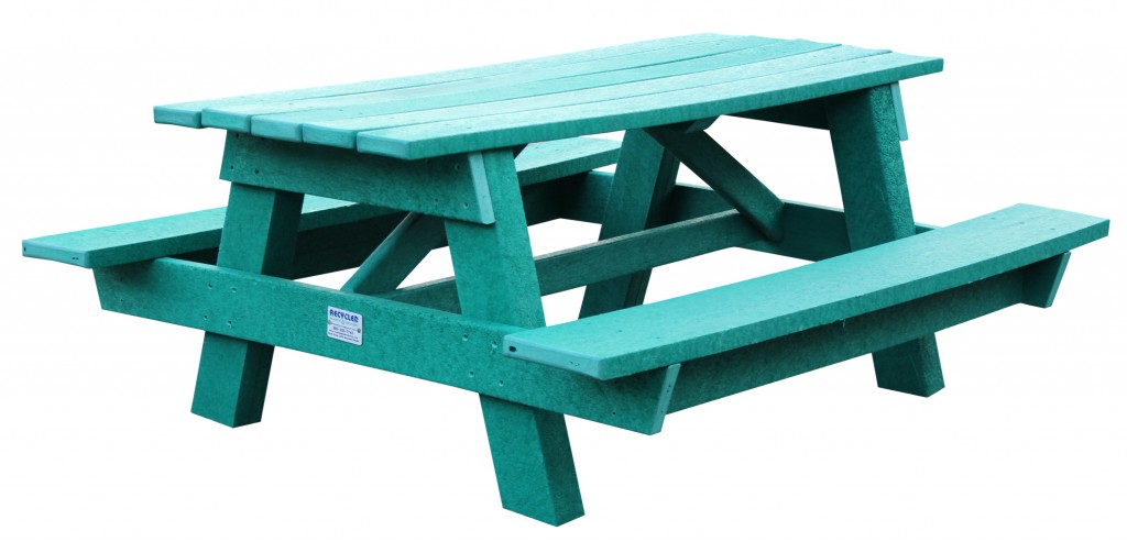 This picnic table made from recycled materials is one example of how TerraCycle helps companies turn their hard-to-recycle materials into valuable new products.