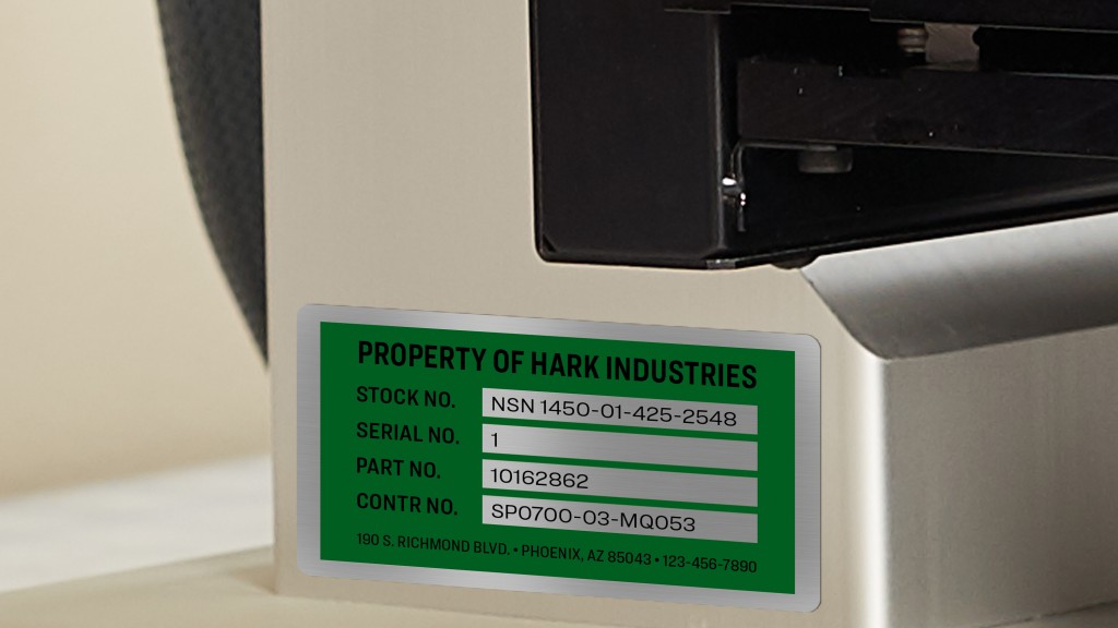 Avery print-yourself asset tags designed to protect industrial equipment and assets
